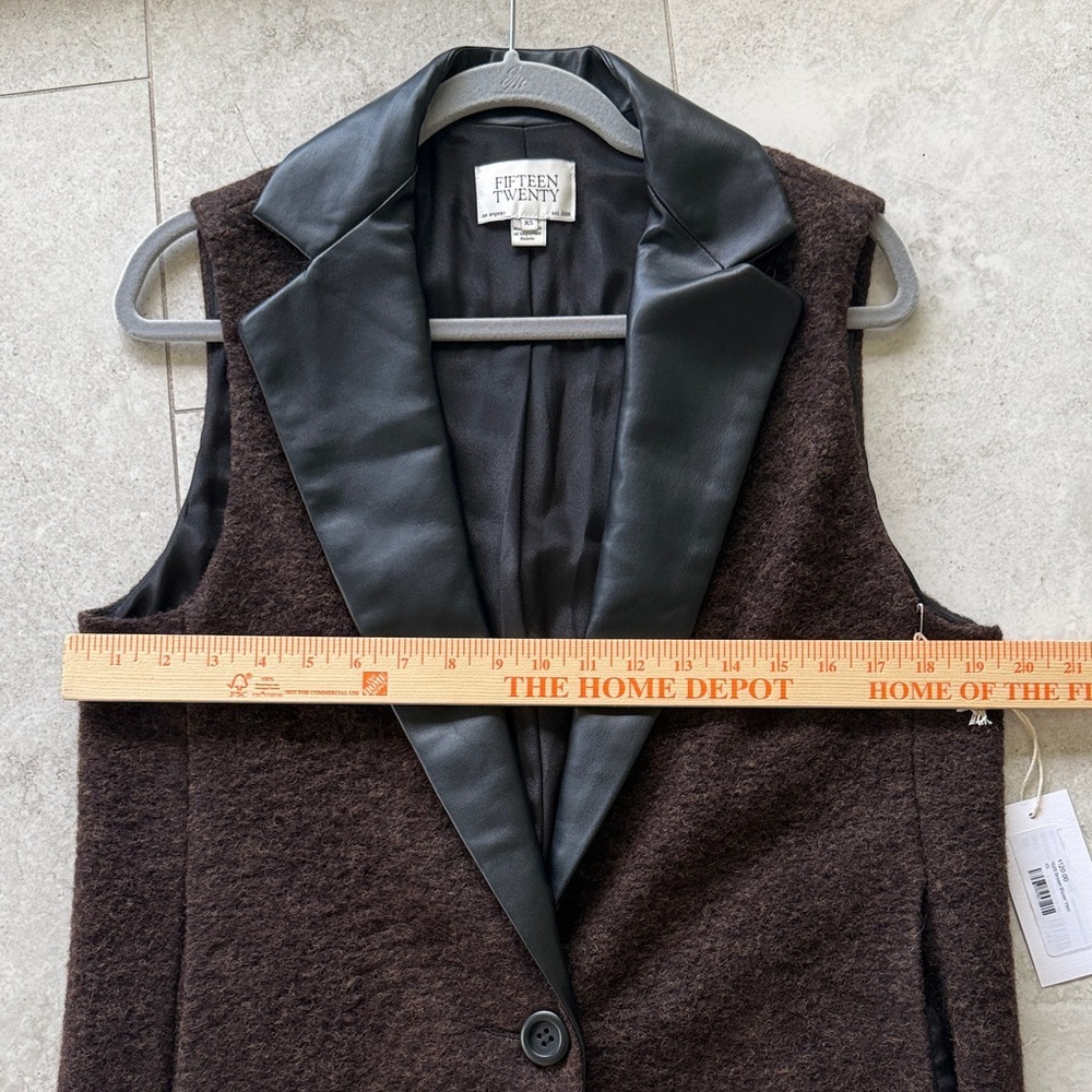 FifteenTwenty Brooklyn Wool Blend Vest Brown and Black Sleeveless sz XS - Picture 10 of 12